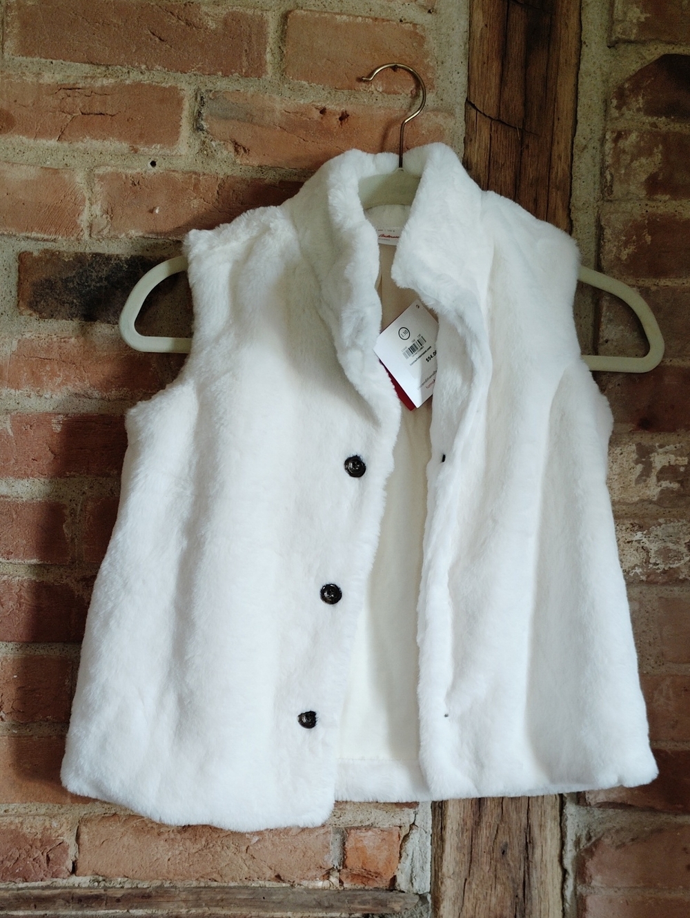 Hanna Andersson White Faux Fur Sleeveless Vest Sz 8 NWT
